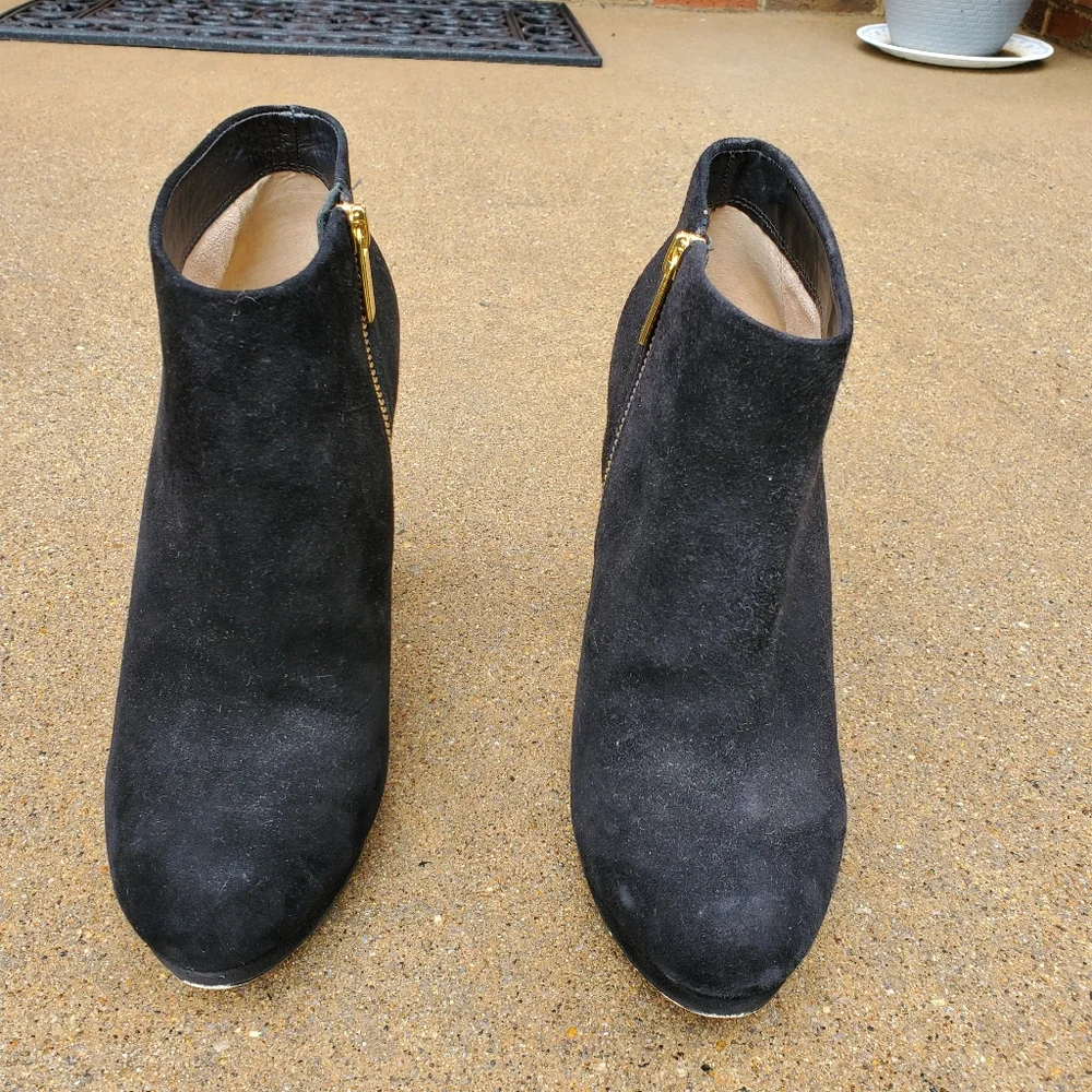 Michael Kors Black Leather Booties, Size 8M